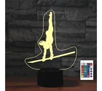FLRXHK Veilleuse 3D à barre horizontale pour fille de gymnastique - Lampe de table tactile avec télécommande - 16 couleurs - USB optique - Veilleuse LED pour décoration de chambre d'enfant