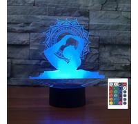 FLRXHK Veilleuse 3D à illusion de yoga - Lampe de bureau tactile avec télécommande - 16 couleurs - USB optique - Veilleuse LED pour enfants - Décoration de chambre