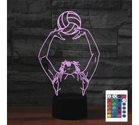 FLRXHK Veilleuse 3D Illusion de volleyball tactile avec télécommande 16 couleurs optique USB LED pour décoration de chambre d'enfant