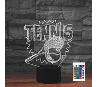 FLRXHK Veilleuse 3D Illusion tennis avec télécommande 16 couleurs optique USB LED pour décoration de chambre d'enfant
