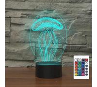 FLRXHK Veilleuse à illusion 3D Jellyfish - Lampe de bureau tactile avec télécommande - 16 couleurs - USB optique - Veilleuse LED pour enfants - Décoration de chambre
