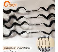 FLSKEE Extensions de cheveux humains brésiliens en crochet, bouclés à la manière birmane, noir naturel, pré-séparés, invisibles, à ondulations profondes, pour femmes Deep Wave