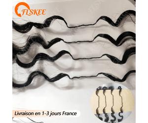 FLSKEE Extensions de cheveux humains brésiliens en crochet, bouclés à la manière birmane, noir naturel, pré-séparés, invisibles, à ondulations profondes, pour femmes Deep Wave