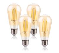 FLSNT Dimmable Ampoule E27 Équivalent 40W, 4W ST58 LED Edison Ampoule E27 Vintage, Ampoules LED Intérieur E27, 350LM 1800K Blanc Chaud, Verre Ambré, Lot de 4