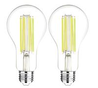 FLSNT E27 Screw Bulb 200W Equivalent, 3000LM Ultra Bright LED Light Bulb, 18W A70 LED Edison Screw Bulb, 6500K Cool White, Non-Dimmable, Clear Glass, Pack of 2