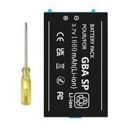 FLSTOR Batterie de rechange Li-ion pour Nintendo Gameboy Advance SP (GBA SP), 1600 mAh, compatible avec les modèles GBA-SP AGS-001 et SAM-003, tournevis inclus