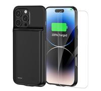 FLSTOR Coque batterie 13800 mAh pour iPhone 14 Pro, rechargeable et robuste, étui de chargement pratique, autonomie supplémentaire pour iPhone 14 Pro (convient uniquement à 6,1"), film protecteur