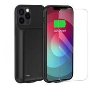 FLSTOR Coque batterie pour iPhone 14 et iPhone 13 6,1" 10 000 mAh avec protecteur d'écran Noir
