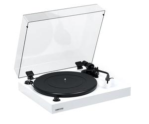 Fluance RT82 Platine Vinyle Haute Fidélité Référence avec Cellule Ortofon OM10, Contrôle de Vitesse, Socle en Bois MDF Haute Masse, Pieds Anti-Vibrations - Blanc Laqué
