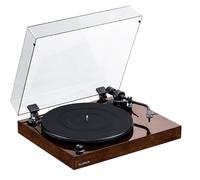 Fluance RT82 Platine Vinyle Haute Fidélité Référence, Cellule Ortofon OM10, Moteur À Régulation De Vitesse, Socle MDF Haute Densité, Pieds Isolants Contre Les Vibrations - Noyer