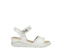 FLUCHOS Sandales compensées en cuir F2427 pour femme, blanc, 39 EU