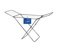 Flügel Séchoir à linge pliable noir 18 m de longueur de séchage - 180 x 55 cm - Étendoir à linge à ailes en métal pliable fabriqué en UE - Sèche-linge sur pied pour l'intérieur et l'extérieur