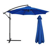 Flueyer Auvent de parasol côtelé de 3 m pour table de marché, terrasse, table de terrasse, toile d'auvent solide et épaisse pour extérieur, bleu marine (6 baleines)