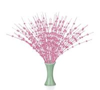 Flueyer Lot de 12 tiges de baies de Noël roses artificielles de 39,1 cm, branches de houx, pics floraux pour la maison, guirlande de bricolage