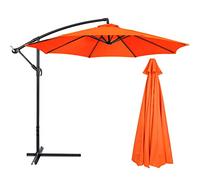 Flueyer Parasol déporté de terrasse de 2,7 m, 8 nervures, auvent de rechange en tissu imperméable pour jardin, pelouse, terrasse, arrière-cour et piscine (auvent uniquement), orange