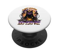 Fluff Around and Find Out. Cat Humor Sarcasm Funny Halloween PopSockets PopGrip Adhésif
