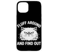 Fluff Around and Find Out Funny Angry Cat Humour Cat Lover Coque pour iPhone 15 Plus