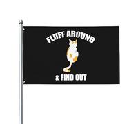 Fluff Around And FindCat House Flag, drapeau simple face de 3x5 pieds à l'extérieur, bannières anti-décoloration aux couleurs vives, décoration extérieure de cour