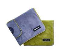 FLUFFINO® Serviette pour chien microfibre Lot de 2 90 x 50 cm Gris & Vert Ser...