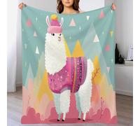 Fluffy Flannel Blanket, Cute Alpacas Throw Blanket Cartoon Animals Blankets, Soft Warm Cozy Throw Blankets for Bed, Couch, Sofa, Armchairs, Picnic, Sage Green, 150 X 200 Cm Mixed Colors