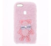 Fluffy Fur Plush Coque pour Google Pixel 3a XL Phone Case Housse TPU Bumper Coque Antichoc Peluche Toute Douce Ours Chic Bling Étui en Silicone Fluffy Cover pour Google Pixel 3a XL Housse,Ours Rose