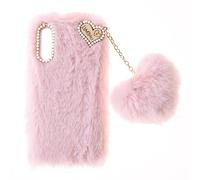 Fluffy Fur Plush Coque pour Samsung Galaxy A05s Coque Mignon Peluche Faux Fourrure TPU Etui Antichoc Soft Warm Love Fluffy Glitter Bling Diamant Cover Fluffy Fur Phone Case pour Samsung A05s,Rose