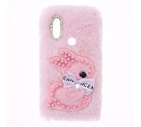 Fluffy Fur Plush Coque pour Samsung Galaxy A40 Coque Bumper Case en Silicone avec Diamond Lapin Mignon Peluche Artificielle Fourrure Rabbit Etui de Téléphone TPU pour Samsung Galaxy A40,Lapin rose