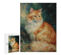 Fluffy Orange Cat Painting Puzzle 1000 Pièces Educa Jouet en Bois Cadeau Unique Décoration Intérieure Jeu Éducatif Challenge Toy Adultes Et Enfants À Partir De 14 Ans 500 PCS