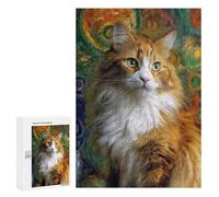 Fluffy Orange Tabby Cat Puzzle 1000 Pièces Educa Jouet en Bois Cadeau Unique Décoration Intérieure Jeu Éducatif Challenge Toy Adultes Et Enfants À Partir De 14 Ans 300 PCS