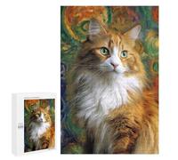 Fluffy Orange Tabby Cat Puzzle 1000 Pièces Educa Jouet en Bois Cadeau Unique Décoration Intérieure Jeu Éducatif Challenge Toy Adultes Et Enfants À Partir De 14 Ans 1000 PCS