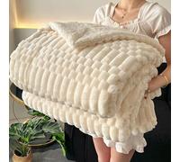 Fluffy Pluxe Fleece Throw, Doux Confortable, Jolie Belle décorative pour Chaise de lit de canapé de canapé, adapté à Toute Saison à Domicile Blanc 150 * 200cm