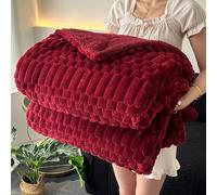 Fluffy Pluxe Fleece Throw, Doux Confortable, Jolie Belle décorative pour Chaise de lit de canapé de canapé, adapté à Toute Saison à Domicile Rouge 150 * 200cm
