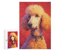 Fluffy Poodle with Red Background Puzzle 1000 Pièces Educa Jouet en Bois Cadeau Unique Décoration Intérieure Jeu Éducatif Challenge Toy Adultes Et Enfants À Partir De 14 Ans 1000 PCS