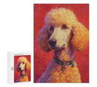 Fluffy Poodle with Red Background Puzzle 1000 Pièces Educa Jouet en Bois Cadeau Unique Décoration Intérieure Jeu Éducatif Challenge Toy Adultes Et Enfants À Partir De 14 Ans 300 PCS