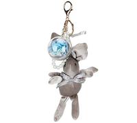 Fluffy Rabbit Porte - Clés, Pendentif Fleur Simulation, Rose, Léger et Durable - Cadeau Élégant, Design Unique pour Sac à Dos et Clés (Lapin à souhait gris + fleur éternelle bleu clair)