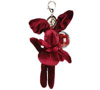 Fluffy Rabbit Porte - Clés, Pendentif Fleur Simulation, Rose, Léger et Durable - Cadeau Élégant, Design Unique pour Sac à Dos et Clés (Lapin à vœux bordeaux + fleur éternelle rouge)