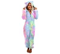 Fluffy Snuggle Pyjama à capuche en polaire pour femme - Pyjama une pièce à capuche en flanelle - Vêtement de nuit chaud tout en un super doux - Confortable et chaud - Vêtement de nuit thermique pour