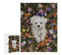 Fluffy White Dog in Flowers-1 Puzzle 500 Pièces Educa Jouet en Bois Cadeau Unique Décoration Intérieure Jeu Éducatif Challenge Toy Adultes Et Enfants À Partir De 14 Ans 500 PCS