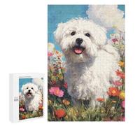 Fluffy White Dog in Flowers Puzzle 1000 Pièces Educa Jouet en Bois Cadeau Unique Décoration Intérieure Jeu Éducatif Challenge Toy Adultes Et Enfants À Partir De 14 Ans 1000 PCS