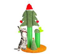 FluffyDream Arbre à Chat de 81,3 cm - Grand Arbre de Noël Avec 3 Poteaux et Jolies Boules Pendantes, Corde en Sisal Naturel, Jouet pour Chat Adulte