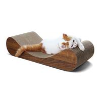 FluffyDream Grattoir 2 en 1 en carton pour chat, griffoir pour chat, patins durables pour éviter les dommages aux meubles, taille L (bois d'os)