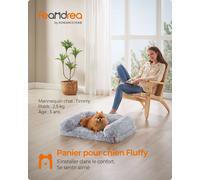 Fluffyhug Panier Pour Chien, Canapé Pour Chiot, Taille M, Pour Chiens Miniatures Et De Petite Taille, En Mousse Alvéolée, Avec Housse Amovible Lavable, 76 X 58 X 23 Cm, Gris Ombré