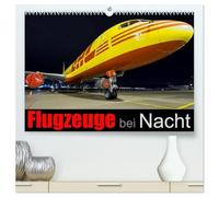 Flugzeuge bei Nacht (hochwertiger Premium Wandkalender 2026 DIN A2 quer), Kunstdruck in Hochglanz: Ein Monatskalender mit 14 Seiten, die Nachtaufnahmen von Flugzeugen zeigen.