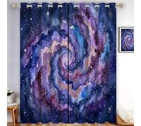 Fluide abstrait Fenêtre Rideaux Nébuleuse Vortex du ciel étoilé sauvages Œillet Rideau Violet Modèle Thermique Isolé Fenêtre Traitement pour Chambre à coucher Maison Décor, 140 X 260 cm x 2 Stück