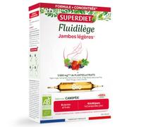 Fluidilège® Bio - Jambes légères, circulation sanguine - Ampoules | Cure 20 ampoules de 10ml - Vigne rouge, Ginkgo Biloba, Marronnier d'inde, hamamélis, cassis-Fabrication française- Superdiet