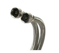 Fluidmaster B9wm48HE Connecteur de machine a laver a haute efficacite Acier inoxydable tresse - Raccord de tuyau 3/4 X 3/4 Raccord de tuyau 4 Ft.