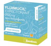 Fluimucil Expectorant Acétylcystéine 200mg Sans Sucre Granulés Pour Solution Buvable 30 Sachets