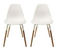 FLUK - Lot de 2 Chaises Polypropylène Blanc et Bois -