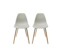 AltoBuy FLUK - Lot de 2 Chaises Polypropylène Gris et Bois