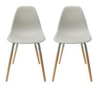 FLUK - Lot de 2 Chaises Polypropylène Gris et Bois -